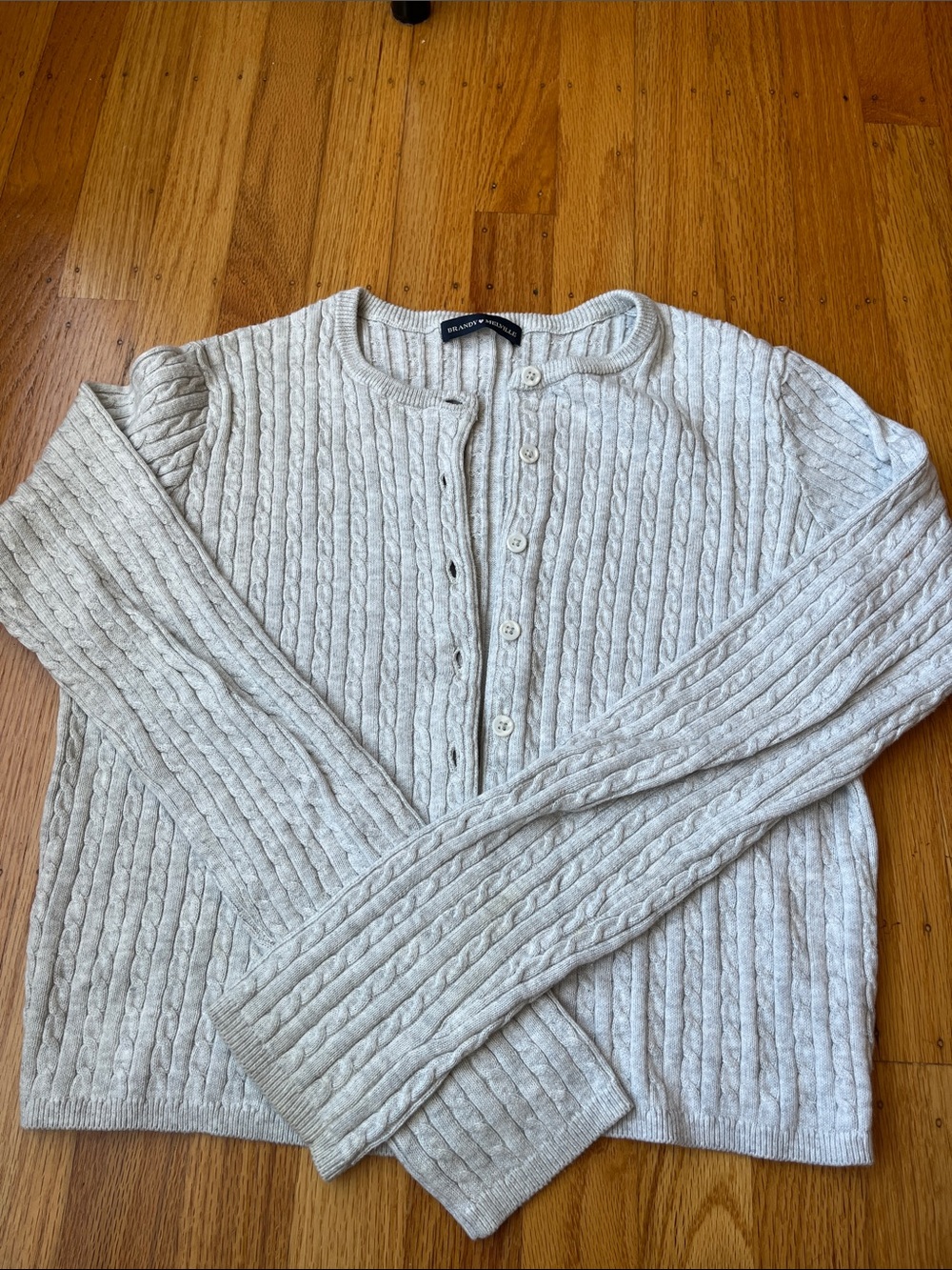 Brandy Melville Light Gray Cable Knit Cardigan